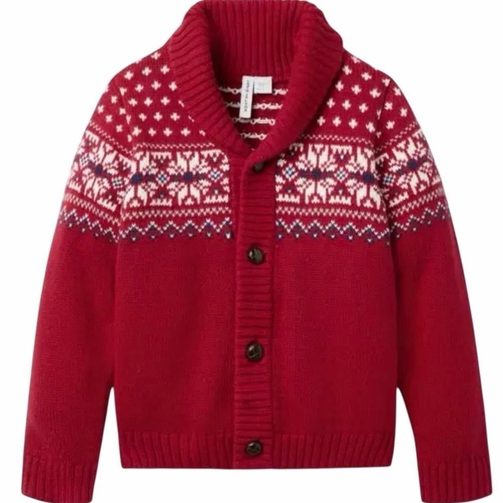 Janie and Jack Red Fair Isle Cardigan Boys Size 4